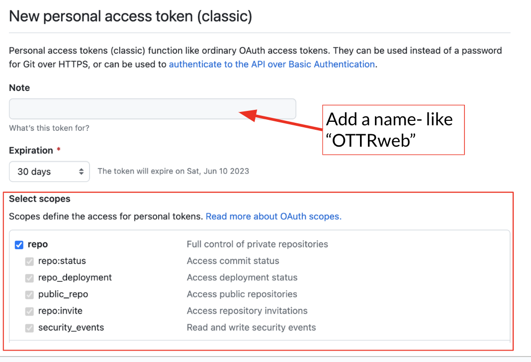 set up token