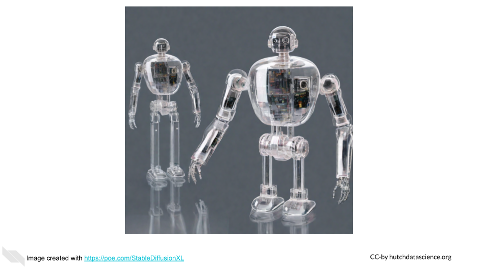 An image of glass robots