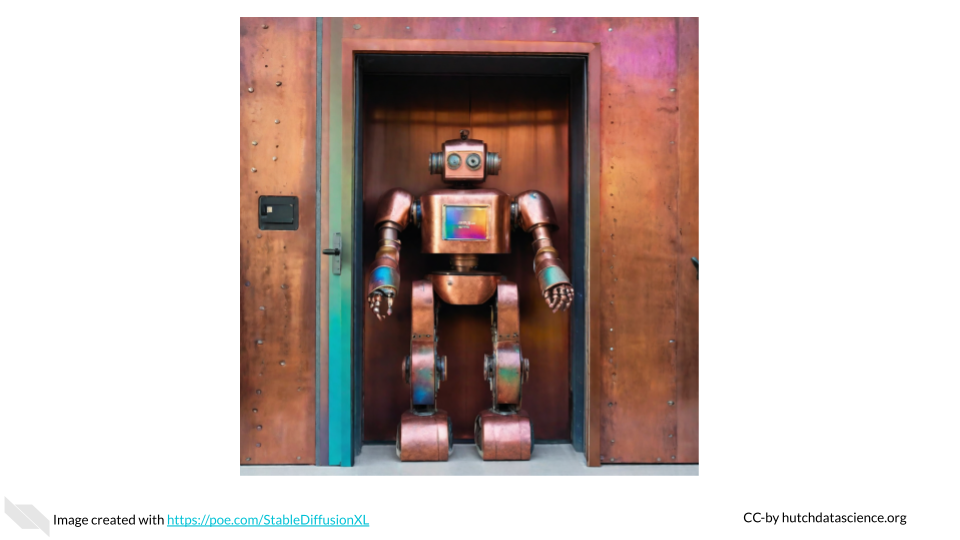 Image of a robot at a door'.