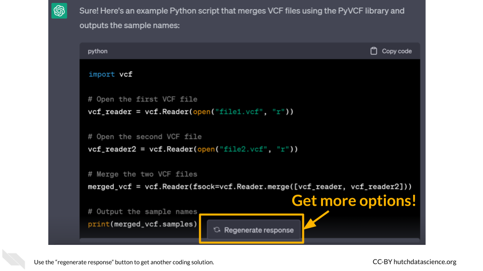 You can use the 'Regenerate Response' button on ChatGPT to find a different way to accomplish your task.