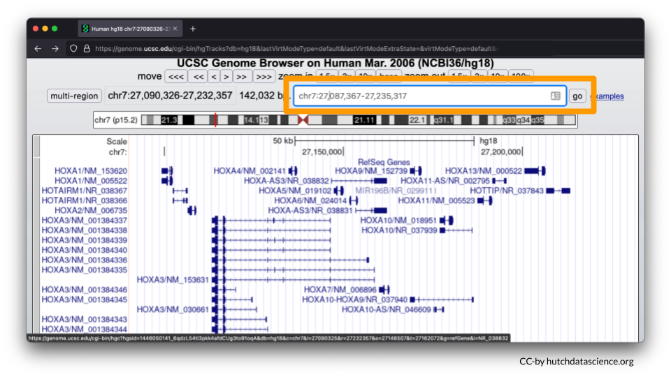 The specific chromosome locus has been typed into the search bar.