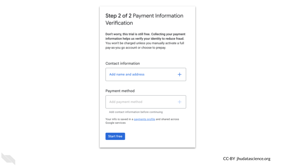 Payment information window