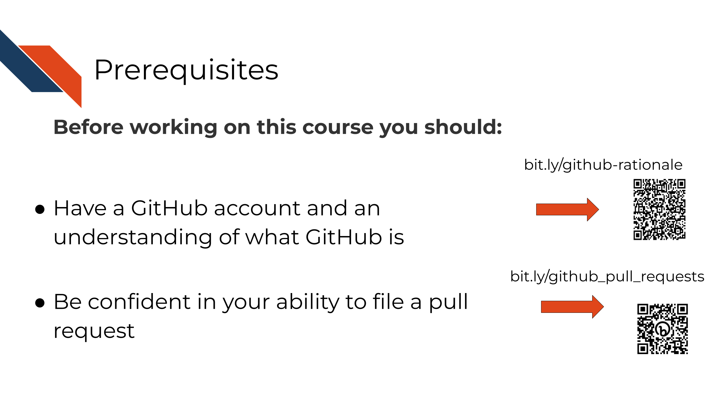 Since this course builds on concepts introduced in previous reproducibility courses, visit these resources if needed prior to using this course.