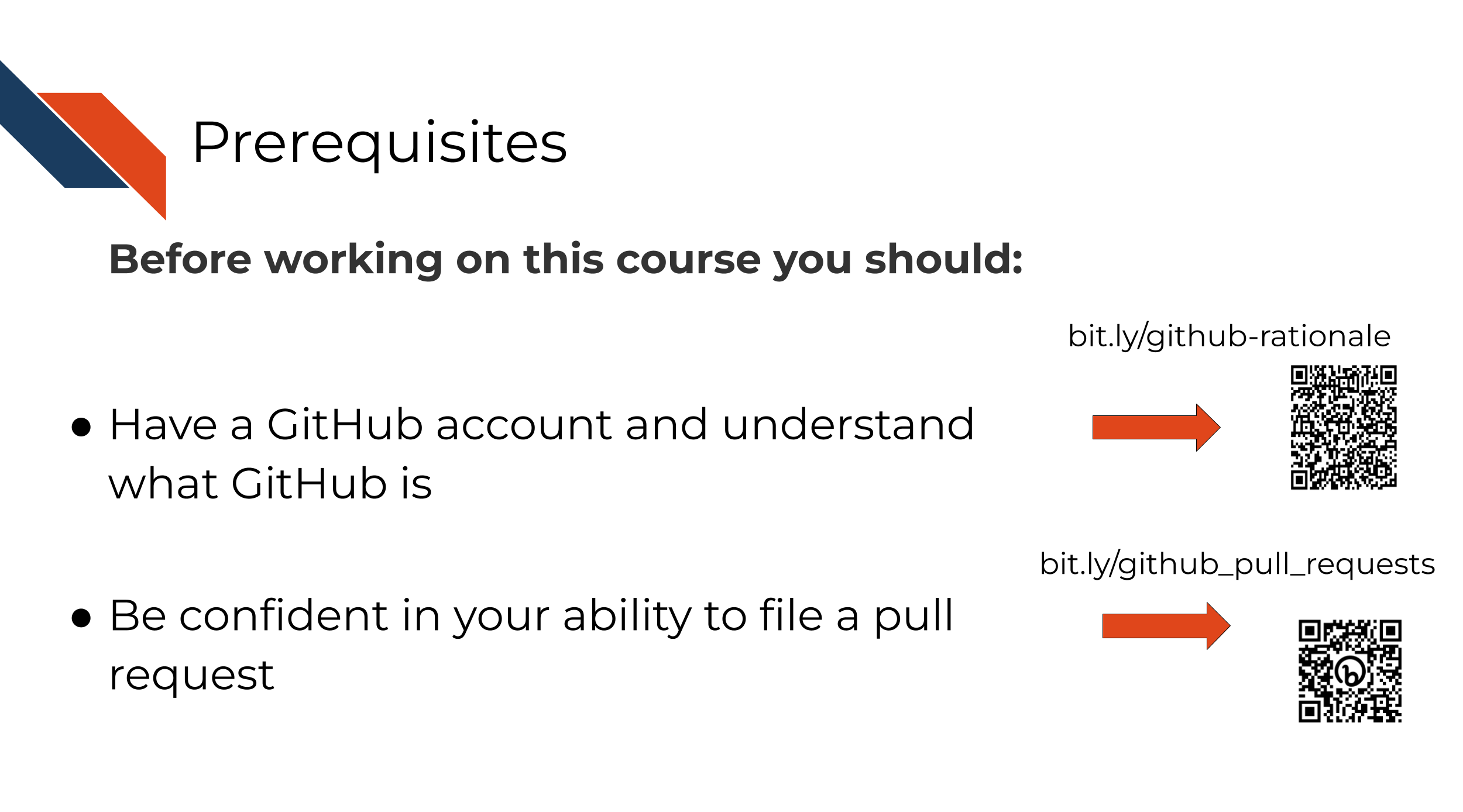 Since this course builds on concepts introduced in previous reproducibility courses, visit these resources if needed prior to using this course.