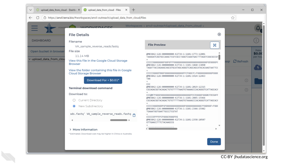 Image shows a screenshot of the details of the files we successfully transferred.