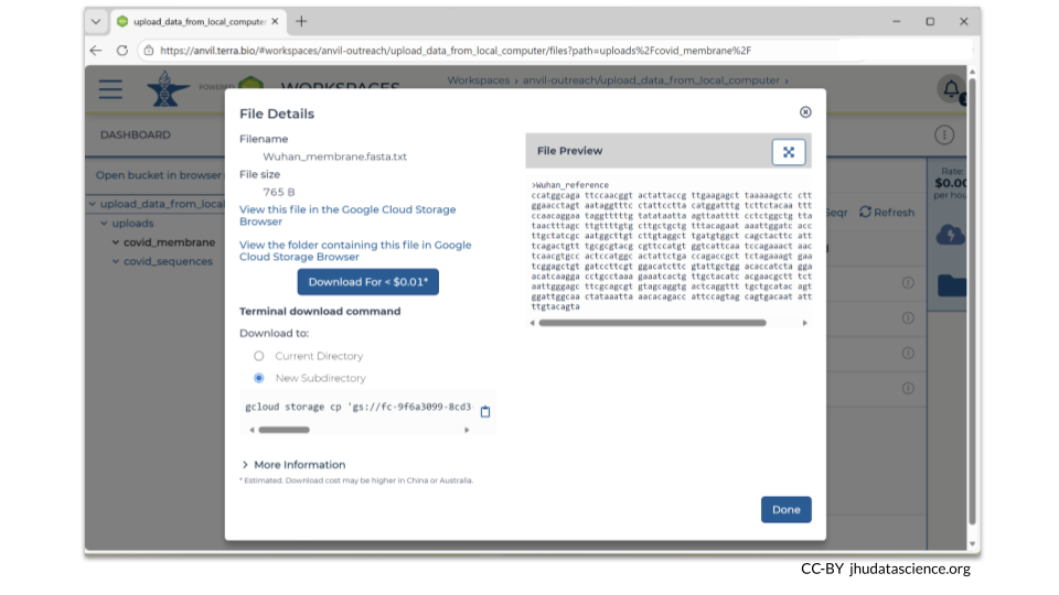 Image shows a screenshot of the details of the files we successfully transferred.