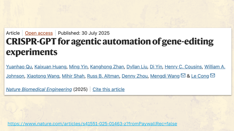 CRISPR-GPT for agenic automation of gene-editing experiments