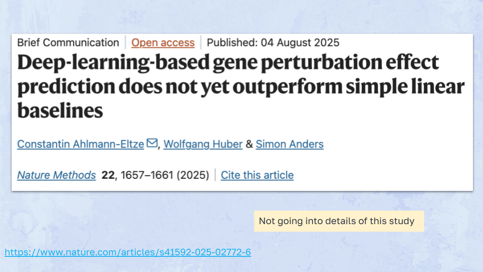 Deep-learning based gene perturbation effect prediction does not yet outperform simple linear baselines