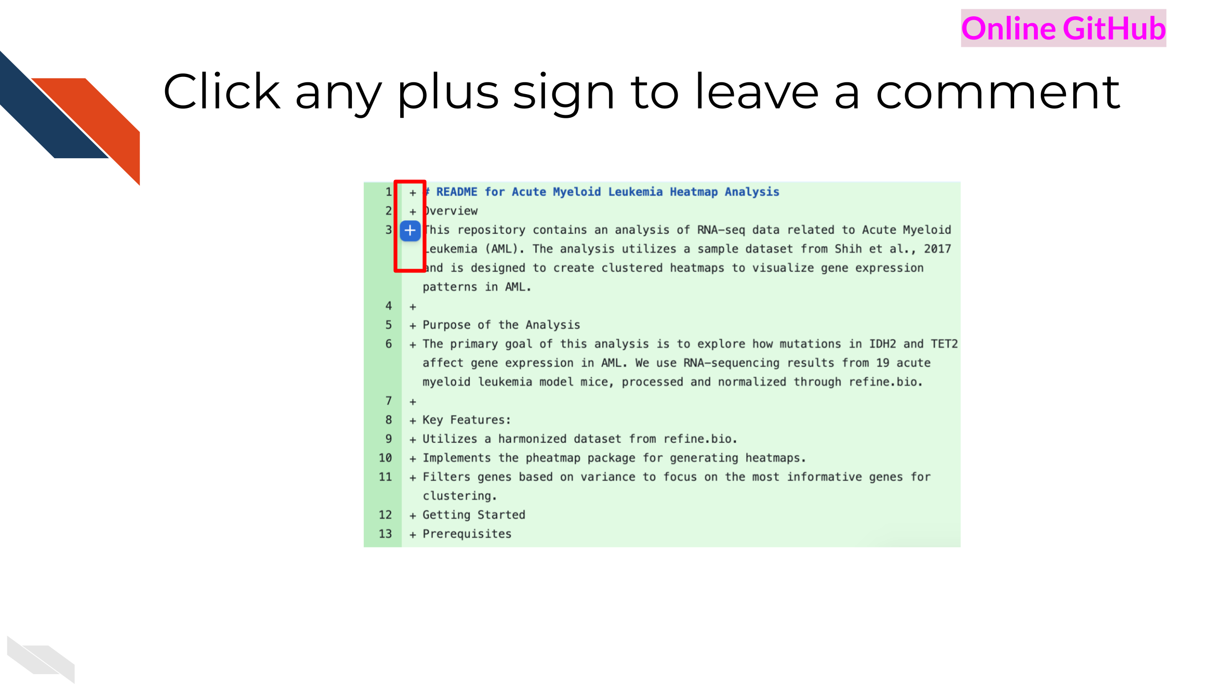 click on plus sign