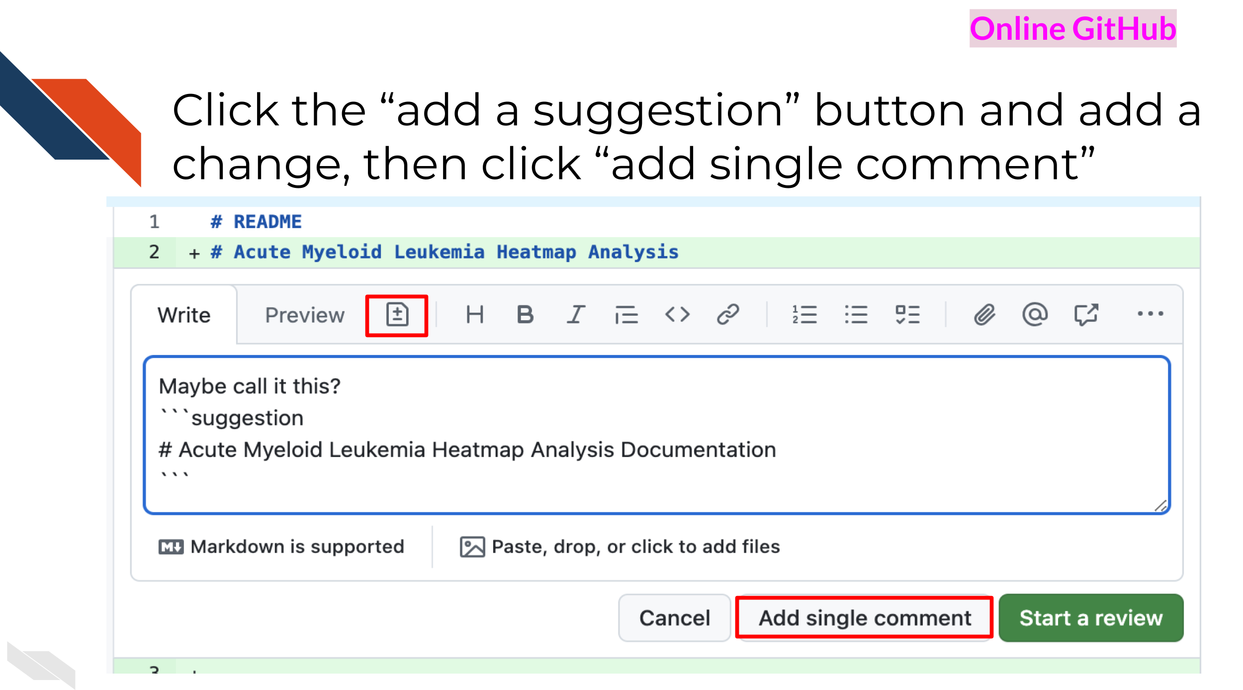 The suggestion button which looks like a plus and minus sign in little box