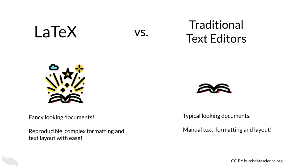 LaTeX allows for fancy document typesetting (meaning formatting and text layout), where as traditional text editors like Microsoft Word requires manual formatting and layout, which often leads to typical looking documents.