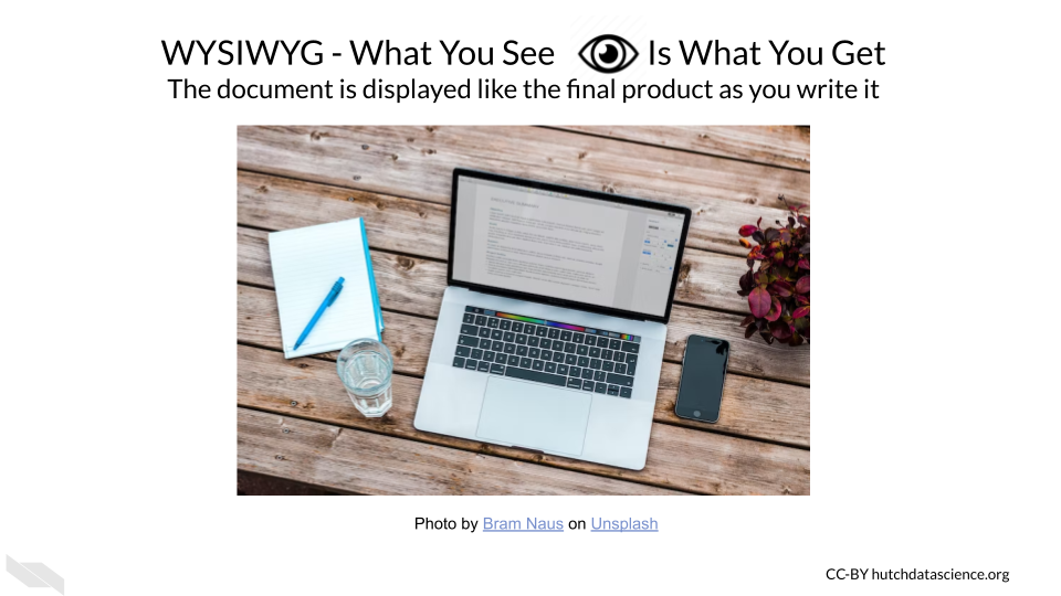 WYSIWYG - What you see is what you get - the document is displayed like the final product as you write it.