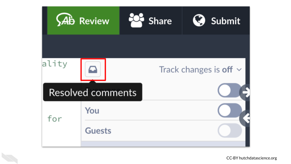 Image of the resolved comment button.
