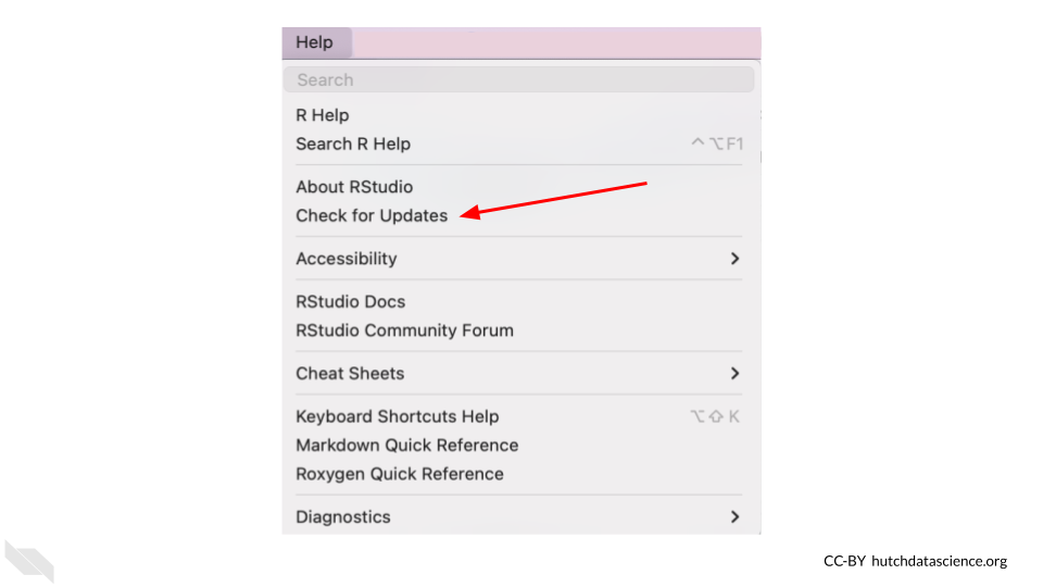 Check for updates for RStudio in the Help menu of RStudio.