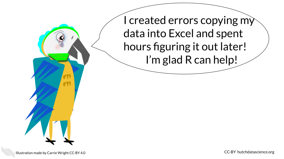 I created errors copying my data into Excel and spent hours figuring it out later! I’m glad R can help!