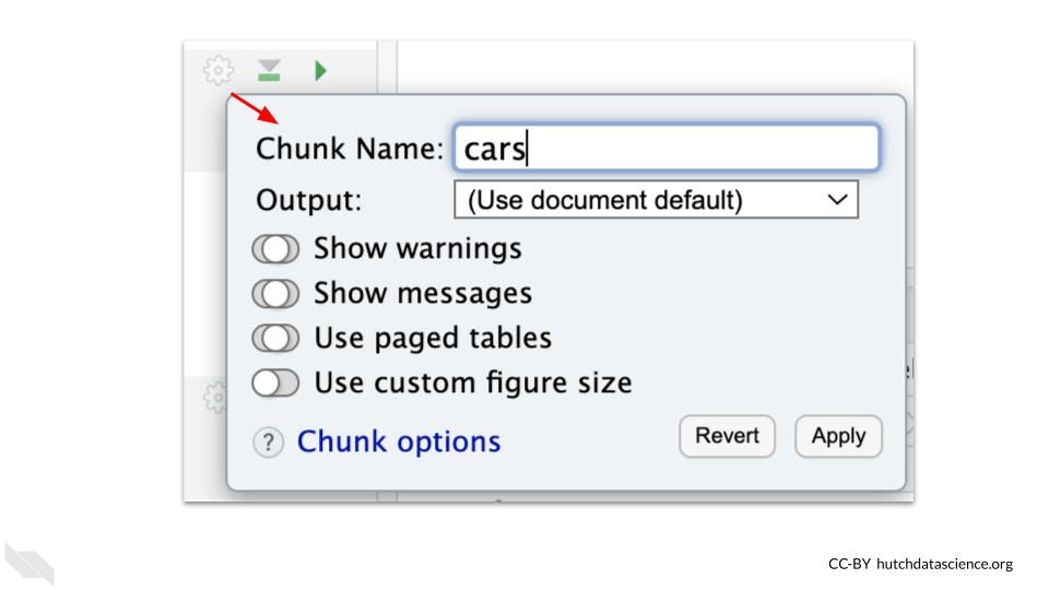 Image of the chunk settings menu, where you can change the name of the chunk and use the pull down menu to change the output.