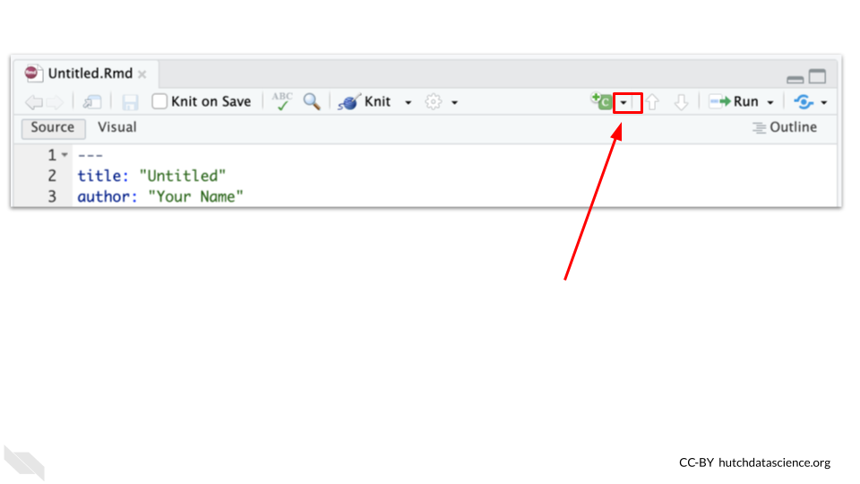 The arrow next to the add chunk button, will allow you to specify if you want to use a different supported language besides R.
