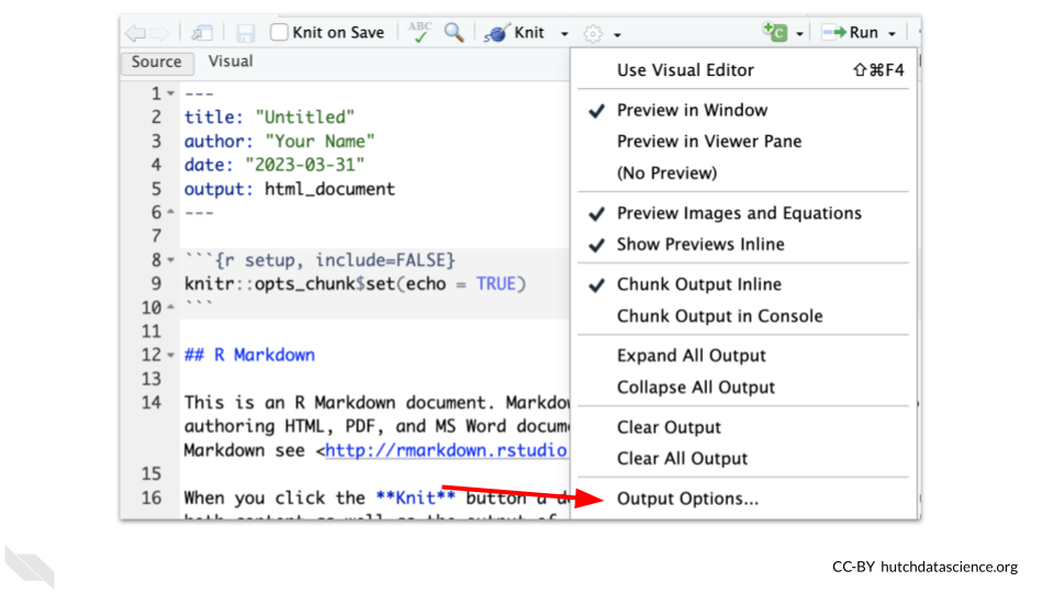 Scroll down to the Output Options to open the menu about aesthetics.