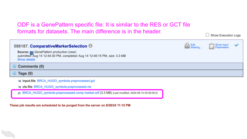 The O D F file is a GenePattern specific file type that is similar to a G C T file type, but has a specialized header