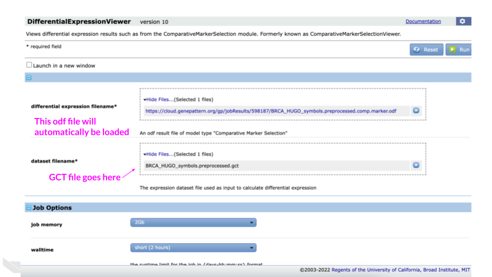 select the input files