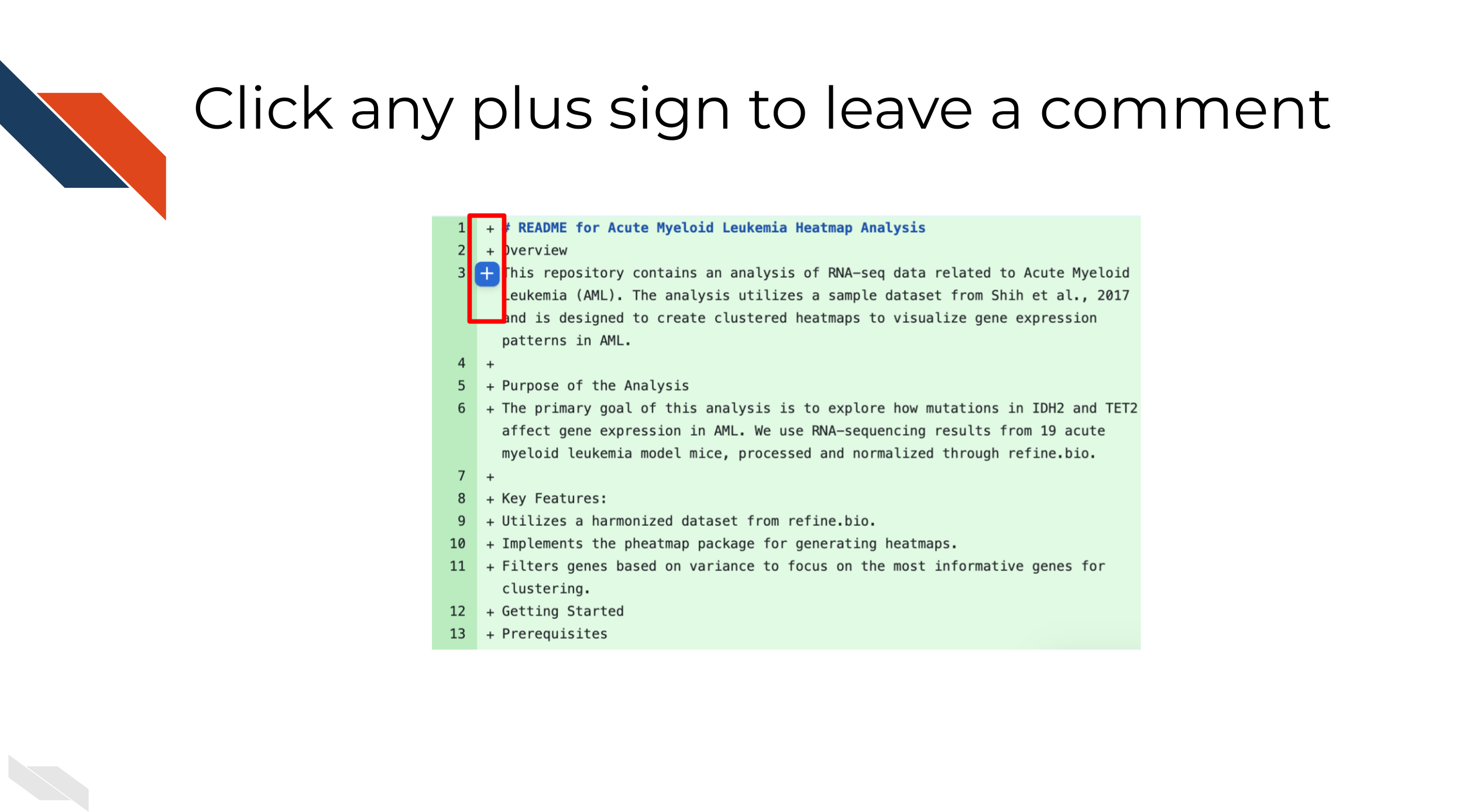 click on plus sign