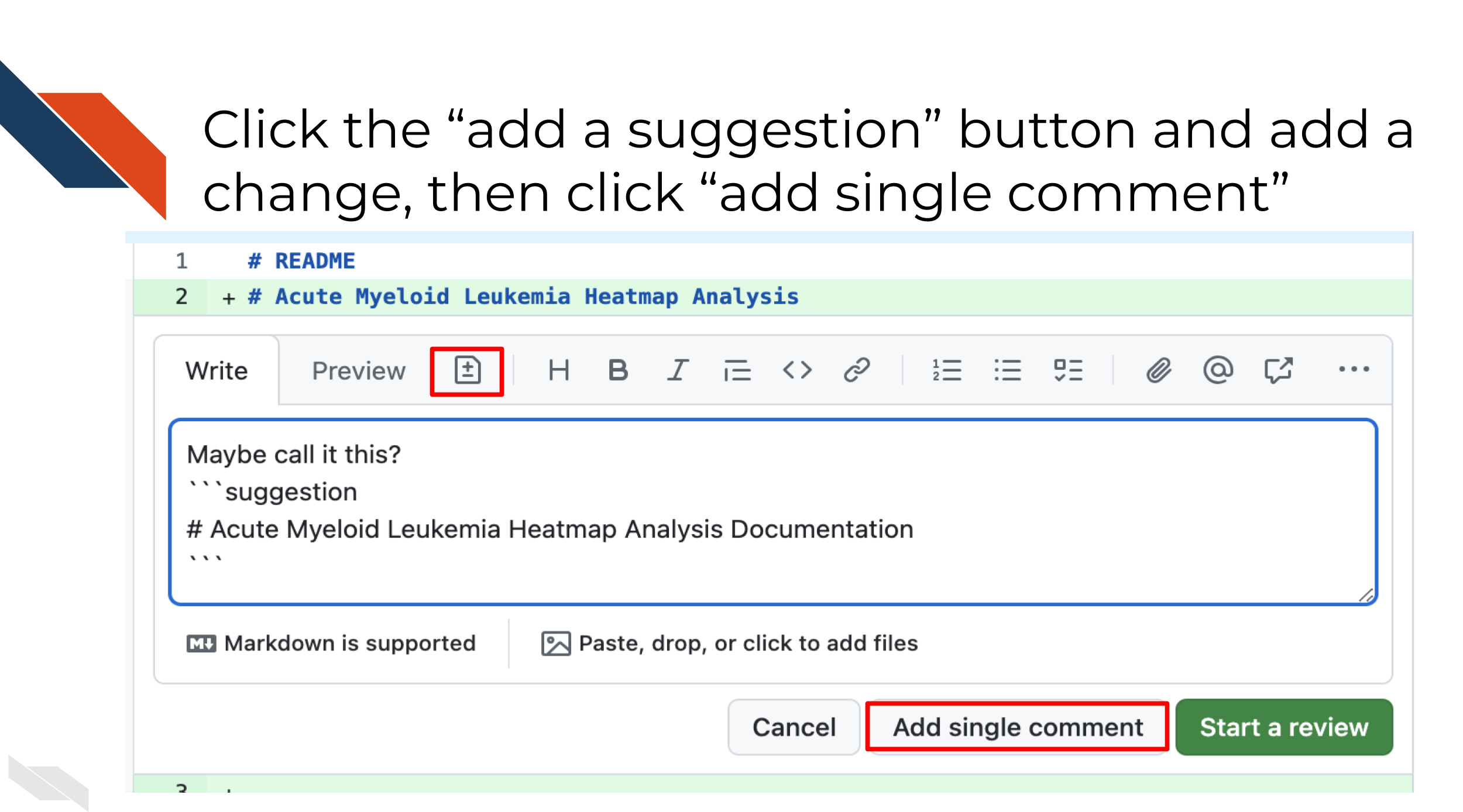 The suggestion button which looks like a plus and minus sign in little box