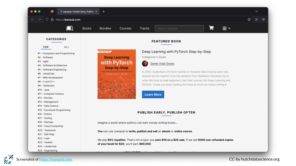 Leanpub home page.