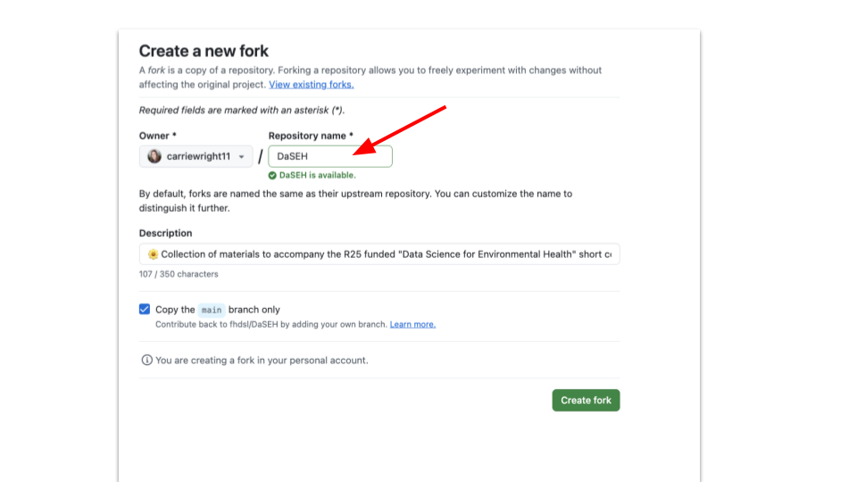 image of the page after you create a fork on GitHub