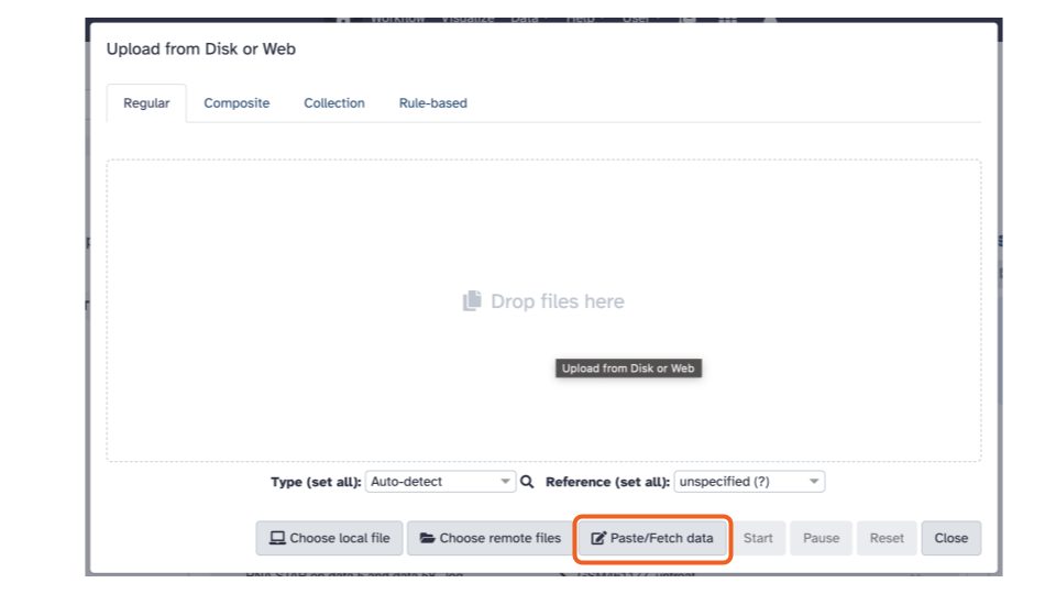 Please click the Paste/Fetch data button in the middle of the bottom stretch of the 
