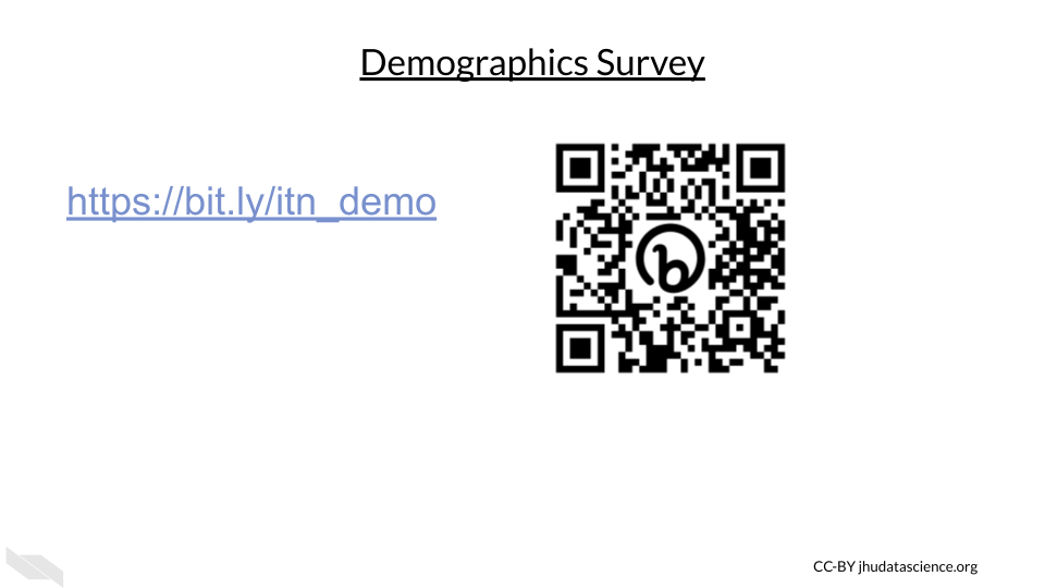To provide us with necessary reporting information, please use this QR code or follow the link h t t p s colon forward slash forward slash bit dot l y forward slash i t n underscore demo